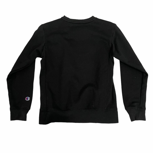 Champion Classic Black Embroidered Logo Crew Sweatshirt Size Small Youth - Picture 3 of 6